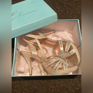 Lorraine Silver Glitter Strappy Rhinestone Heels